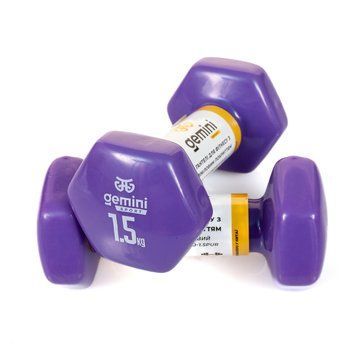 Гантелі Gemini Sport для фітнесу з вініловим покриттям 2шт по 1.5кг GSD-1.5PUR GSD-1.5PUR фото