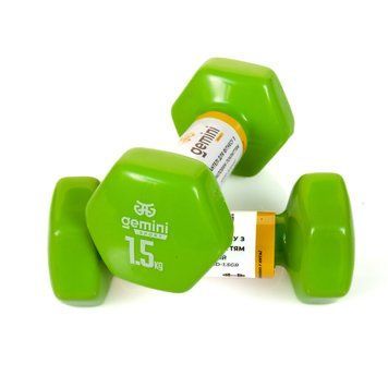 Гантелі Gemini Sport для фітнесу з вініловим покриттям 2шт по 1.5кг GSD-1.5GR GSD-1.5GR фото
