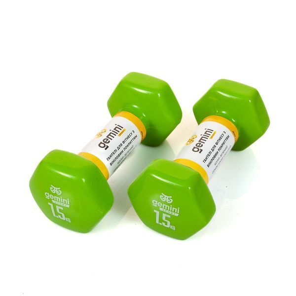 Гантели Gemini Sport для фитнеса с виниловым покрытием 2шт по 1.5кг GSD-1.5GR GSD-1.5GR фото