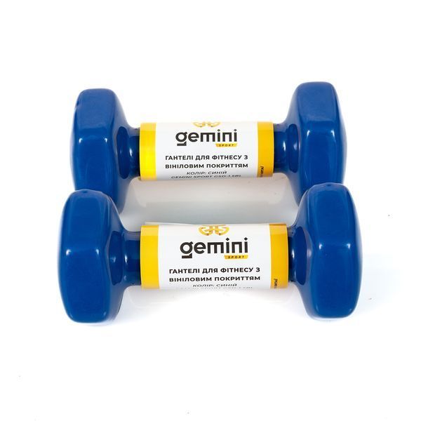 Гантели Gemini Sport для фитнеса с виниловым покрытием 2шт по 1.5кг GSD-1.5BL GSD-1.5BL фото