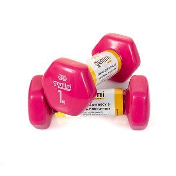 Гантелі Gemini Sport для фітнесу з вініловим покриттям 2шт по 1.0кг GSD-1.0PINK GSD-1.0PINK фото