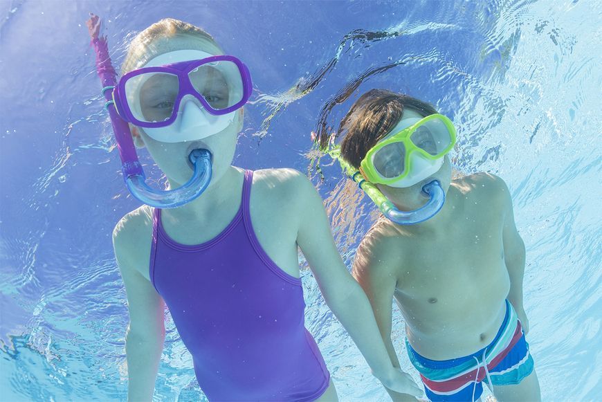 Набір маска + трубка для плавання BESTWAY 7+ 24035 Зелено-синій 24035 фото