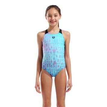 Купальник для плавания Arena Multi Colours V Back детский, слитный, голубой/черный 009007-509 (Оригинал) 116 см 009007-509 фото