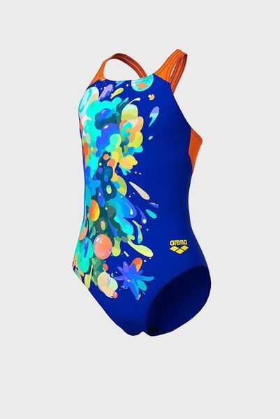 Купальник для плавания Arena PAINTING SWIMSUIT V BACK детский, синий с цветным принтом 010744-830 164 см 010744-830 фото