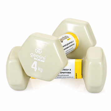 Гантелі для фітнесу Gemini Sport з вініловим покриттям 2&times;4 кг GSD-4.0MILK GSD-4.0MILK фото