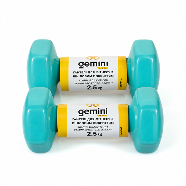 Гантели для фитнеса Gemini Sport с виниловым покрытием 2&times;2,5 кг GSD-2.5CYAN GSD-2.5CYAN фото