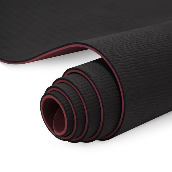 Коврик для фитнеса и йоги Gemini Sport TPE+TC 6 мм 183&times;61 см бордовый / чёрный GE-60036 GE-60036 фото