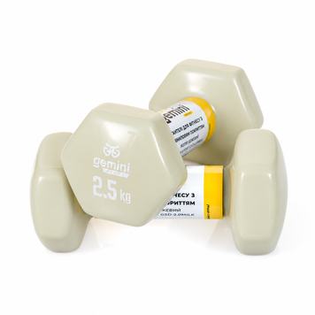 Гантелі для фітнесу Gemini Sport з вініловим покриттям 2&times;2,5 кг GSD-2.5MILK GSD-2.5MILK фото
