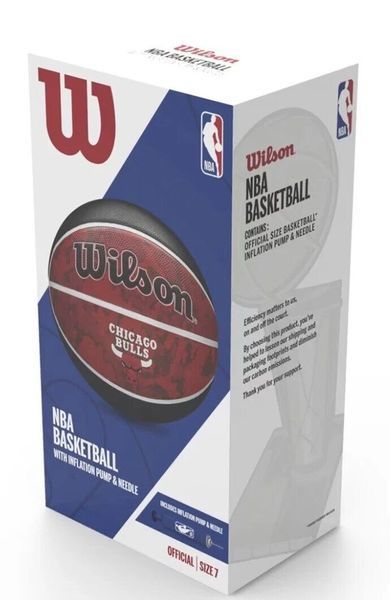 М'яч баскетбольний в подарунковій коробці + насос Wilson NBA TEAM TRIBUTE BSKT CHI BULLS S розмір 7 WZ4021501XP (Оригінал) WZ4021501XP фото