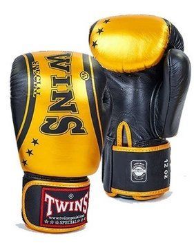 Рукавички боксерські шкіряні TWINS FBGVL3-TW4 12oz Чорний-золотий (Оригінал) FBGVL3-TW4-12BKG фото