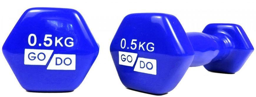 Гантели для фитнеса с виниловым покрытием 2шт GoDo GD-0.5BL GD-0.5BL фото