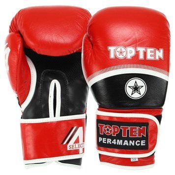 Рукавички боксерські шкіряні TT PERFORMANCE 10-14oz чорно-червоний TOP-041R 10 TOP-041R фото