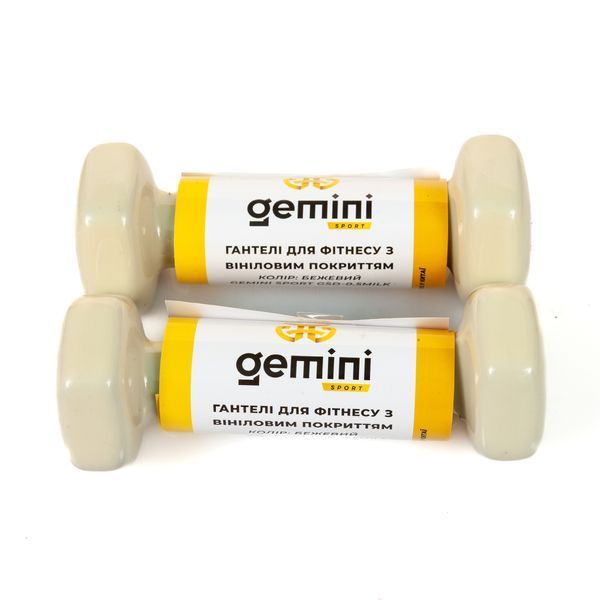 Гантелі Gemini Sport для фітнесу з вініловим покриттям 2шт по 0.5кг GSD-0.5MILK GSD-0.5MILK  фото