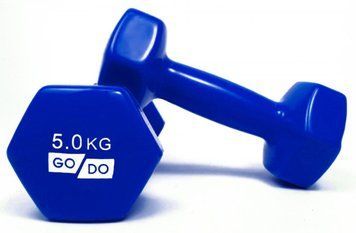 Гантель для фітнесу з вініловим покриттям 2шт по 5кг GoDo GD5.0BL GD-5.0BL фото