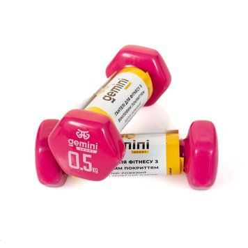 Гантелі Gemini Sport для фітнесу з вініловим покриттям 2шт по 0.5кг GSD-0.5PINK GSD-0.5PINK фото