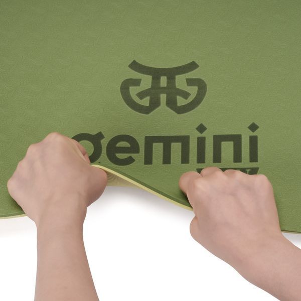Коврик для фитнеса и йоги Gemini Sport TPE 6 мм оливковый / бежевый GE-60044 GE-60044 фото