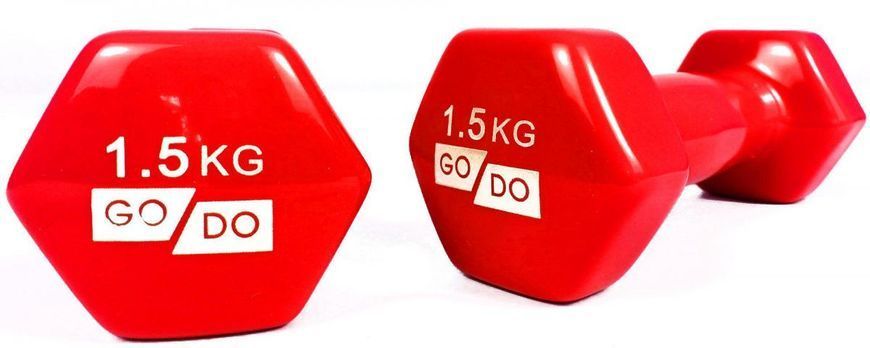 Гантели для фитнеса с виниловым покрытием 2шт GoDo GD-1.5R GD-1.5R  фото