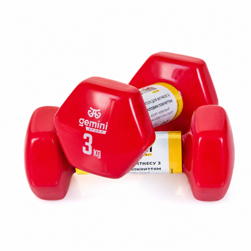 Гантелі для фітнесу Gemini Sport з вініловим покриттям 2&times;3 кг GSD-3.0RED GSD-3.0RED фото