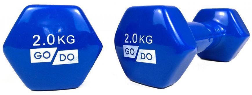 Гантели для фитнеса с виниловым покрытием 2шт GoDo GD-2.0BL GD-2.0BL фото