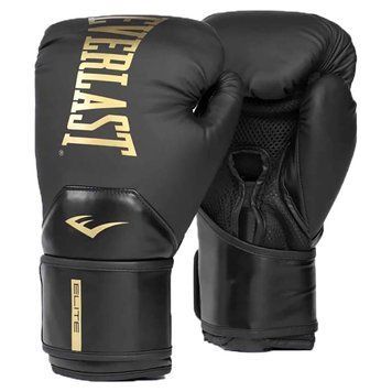Боксерські рукавички Everlast ELITE 2 BOXING GLOVES Чорно-золоті 10oz (Оригінал) P00003270 P00003270 фото